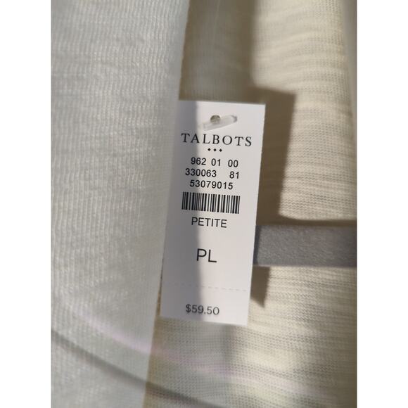 T By Talbots lightweight Vest Shawl Collar Ivory Navy Knit Neutral Womens Large - Picture 6 of 7